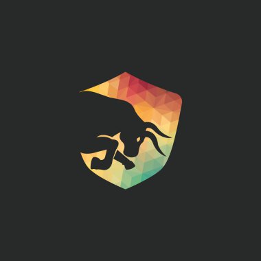 Boğa kalkanı vektör logo tasarımı. Basit hayvan vektör logo tasarım şablonu.