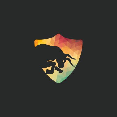 Boğa kalkanı vektör logo tasarımı. Basit hayvan vektör logo tasarım şablonu.