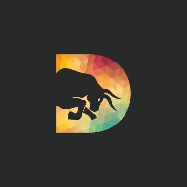 Boğa harfi D vektör logo tasarımı. Basit hayvan mektubu D vektör logo tasarım şablonu.