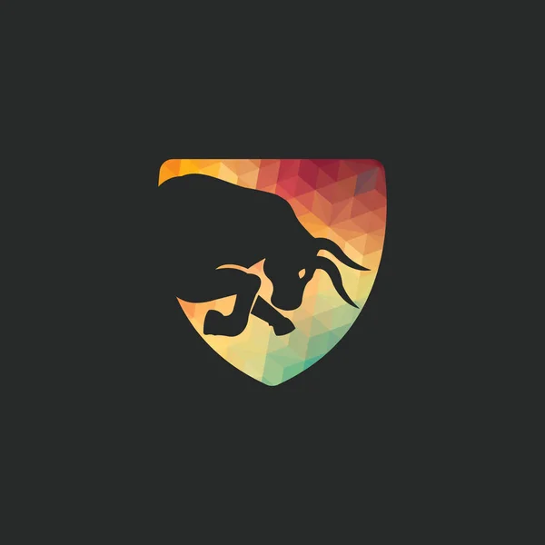 Bullenschild Vektor Logo Design Einfache Tier Vektor Logo Design Vorlage — Stockvektor