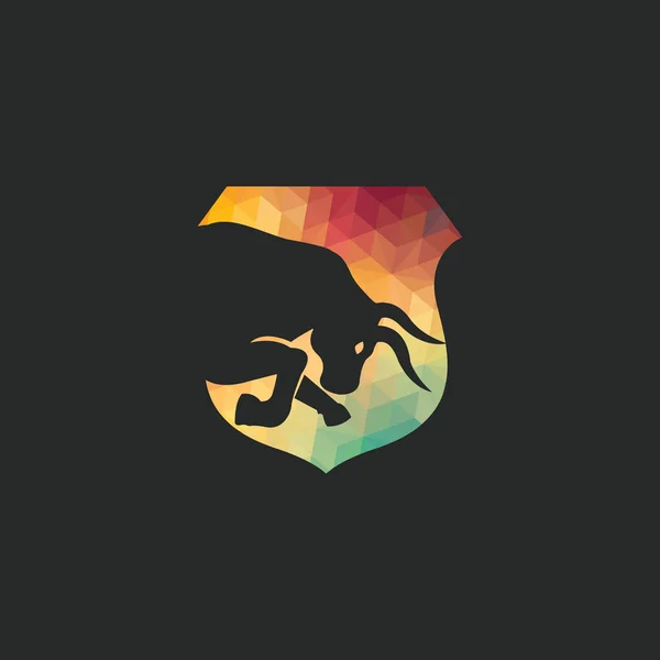 Bouclier Bull Design Logo Vectoriel Modèle Conception Logo Vectoriel Animal — Image vectorielle