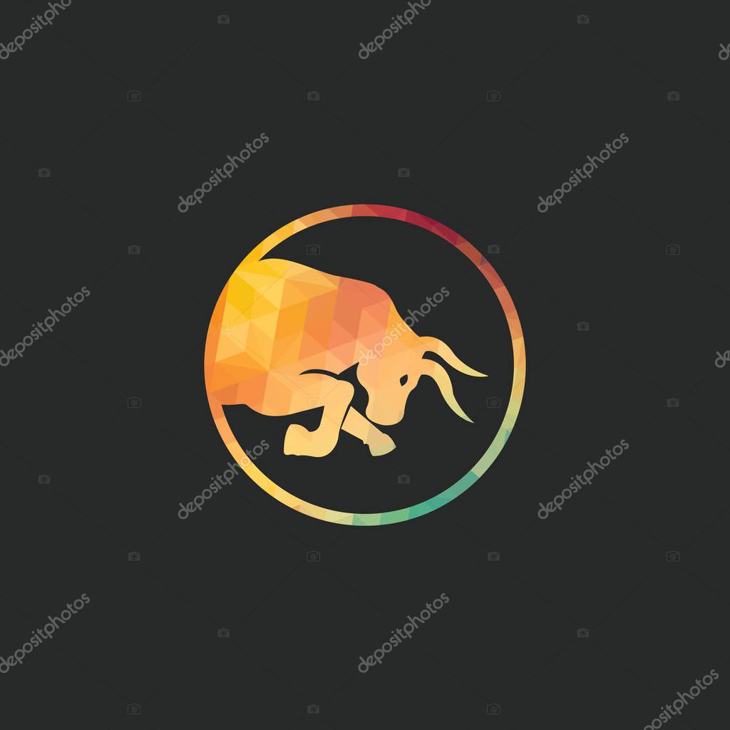 Bull vector logo design. Simple animal vector logo design template.