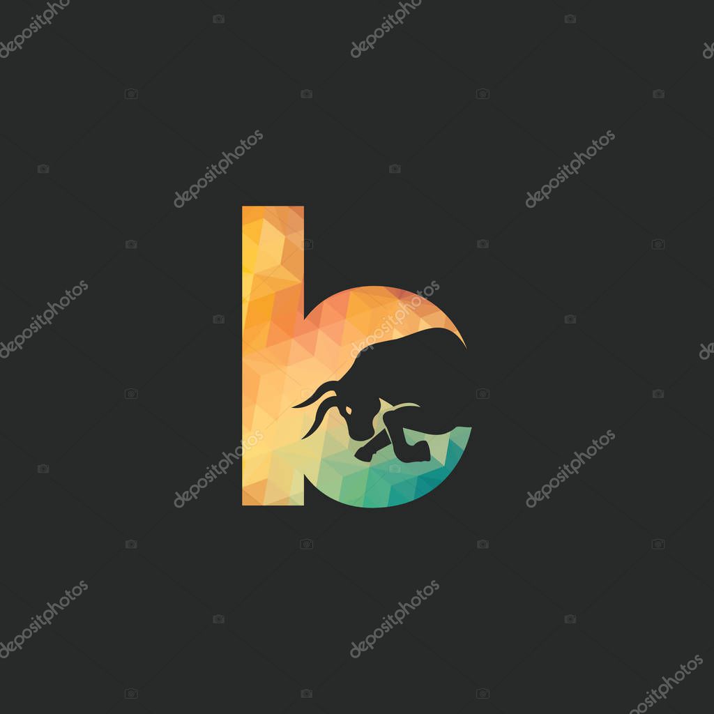 Bull letter B vector logo design. Simple animal letter B vector logo design template.