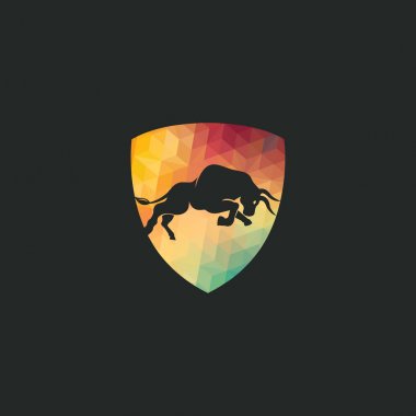 Boğa vektör logosu tasarımı. Basit hayvan vektör logo tasarım şablonu.