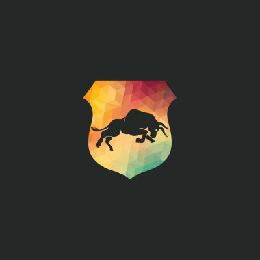 Boğa vektör logosu tasarımı. Basit hayvan vektör logo tasarım şablonu.