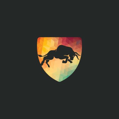 Boğa vektör logosu tasarımı. Basit hayvan vektör logo tasarım şablonu.