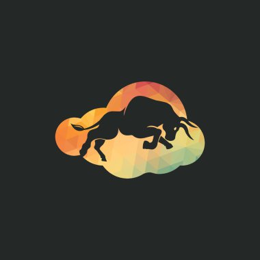 Boğa bulutu şekli vektör logo tasarımı. Basit hayvan vektör logo tasarım şablonu.