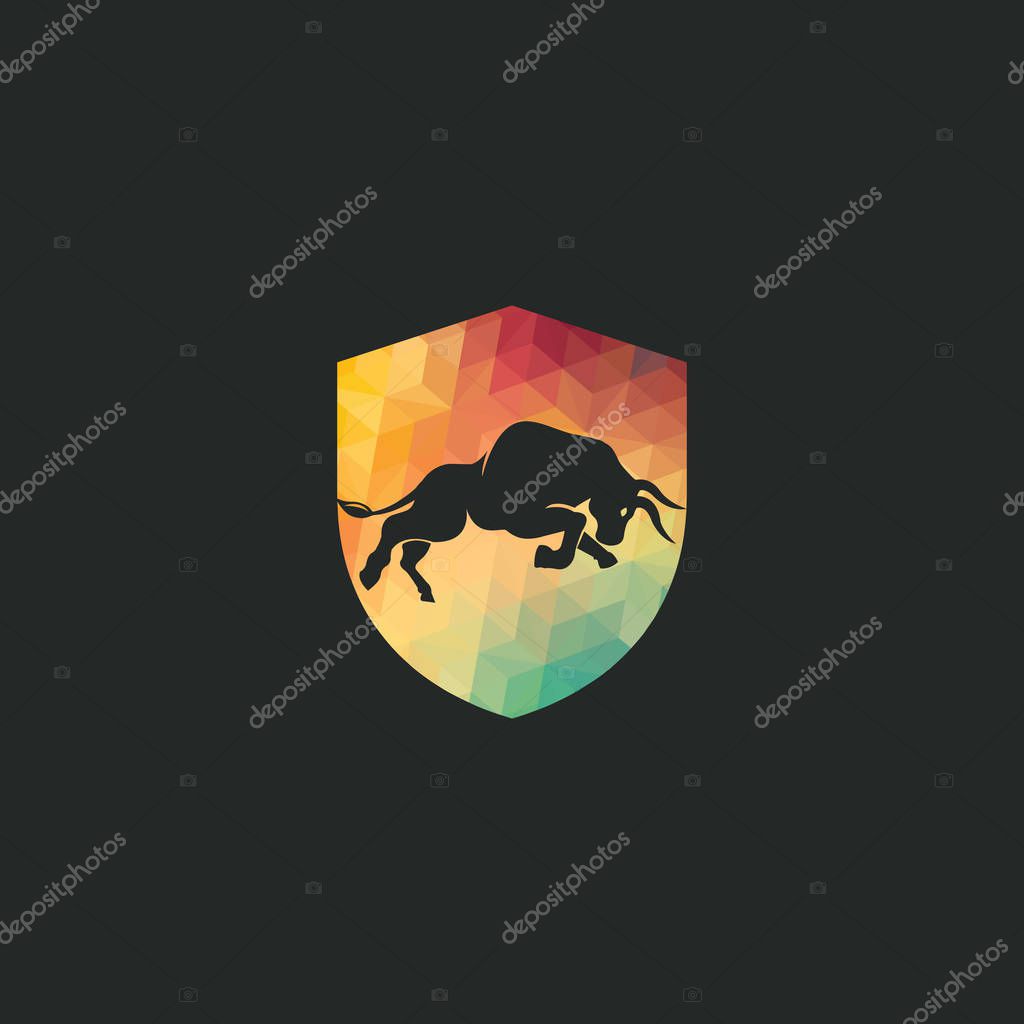Bull vector logo design. Simple animal vector logo design template.