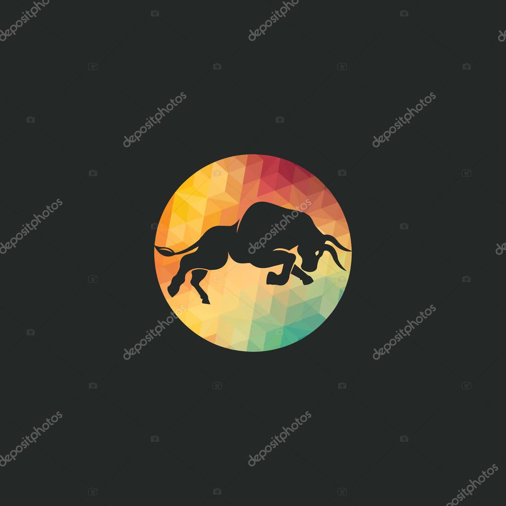Bull vector logo design. Simple animal vector logo design template.