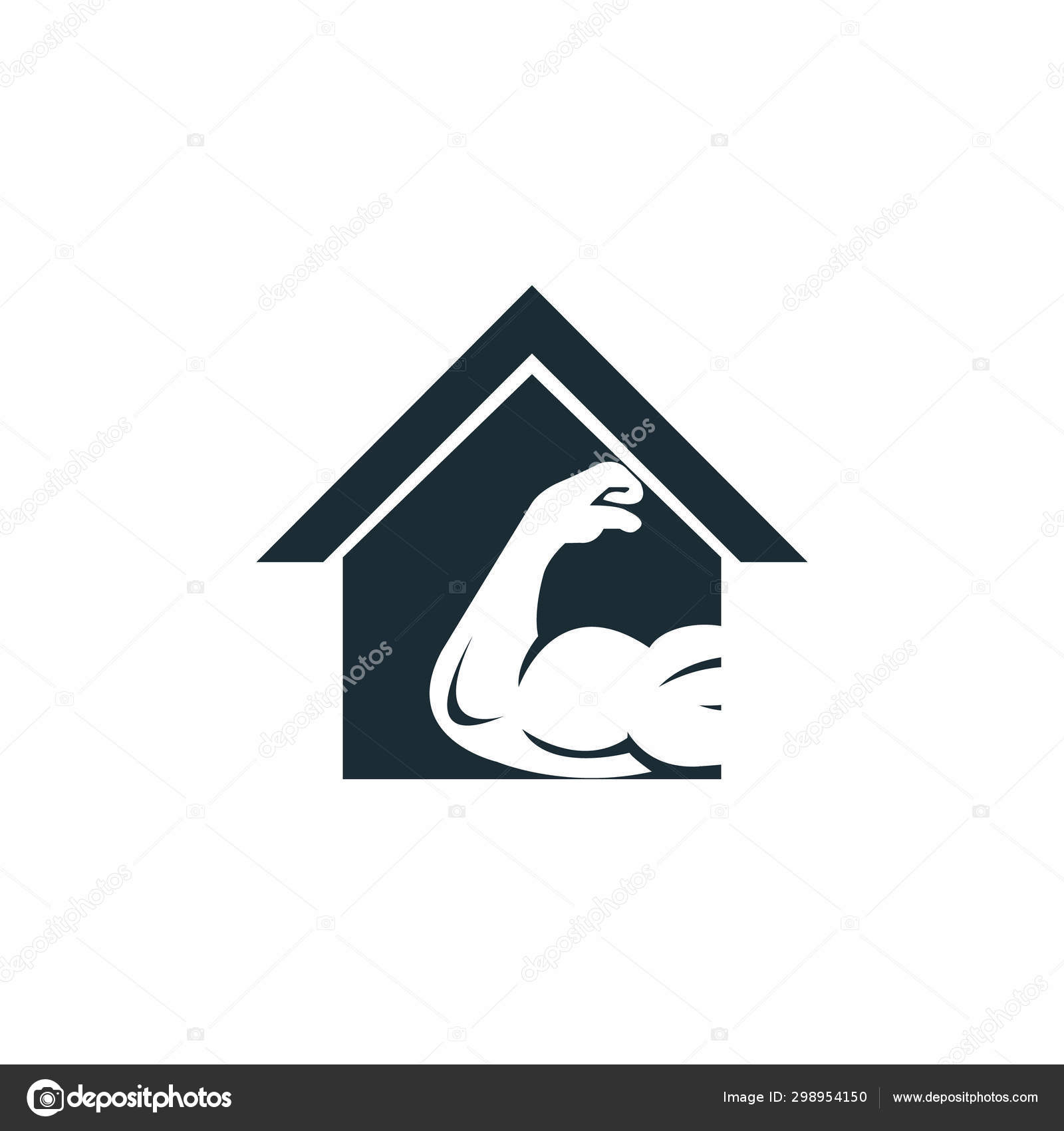Muscular Arm House Vector Logo Design Fitness Vector Logo Design