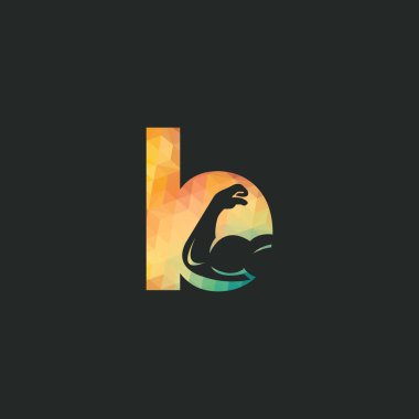 Kas kolu ve B harfi vektör logo tasarımı. Fitness vektör logo tasarım şablonu. Kaslı bir kol görüntüsü ile logo şablonu.