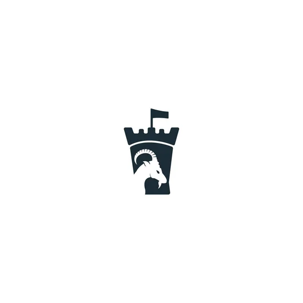 Σχέδιο Λογότυπου Της Κατσίκας Και Του Φρουρίου Δημιουργική Κατσίκα Και — Διανυσματικό Αρχείο