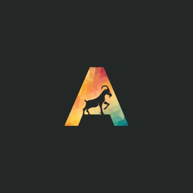 Mektup A Ve Keçi Logo Şablon tasarımı. Dağ keçisi vektör logo tasarımı.