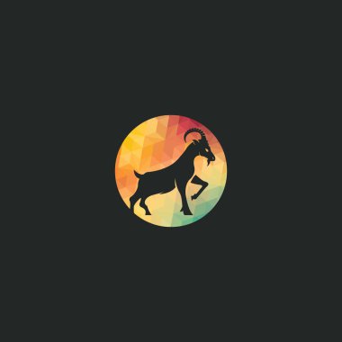 Keçi Basit Logosu Şablonu Tasarımı. Dağ keçisi vektör logosu tasarımı.