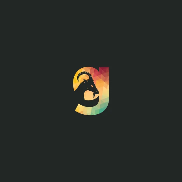 Modèle Logo Lettre Chèvre Logo Vecteur Chèvre Montagne Design — Image vectorielle