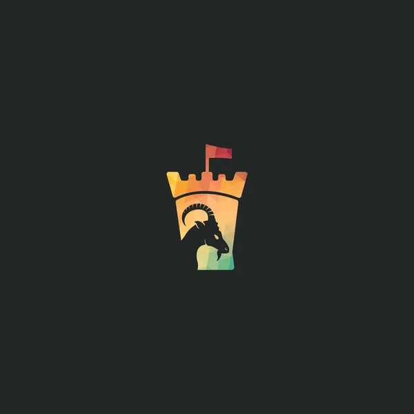 Keçi Fort Vektör Logo Tasarımı Yaratıcı Keçi Kale Simgesi Vektör — Stok Vektör