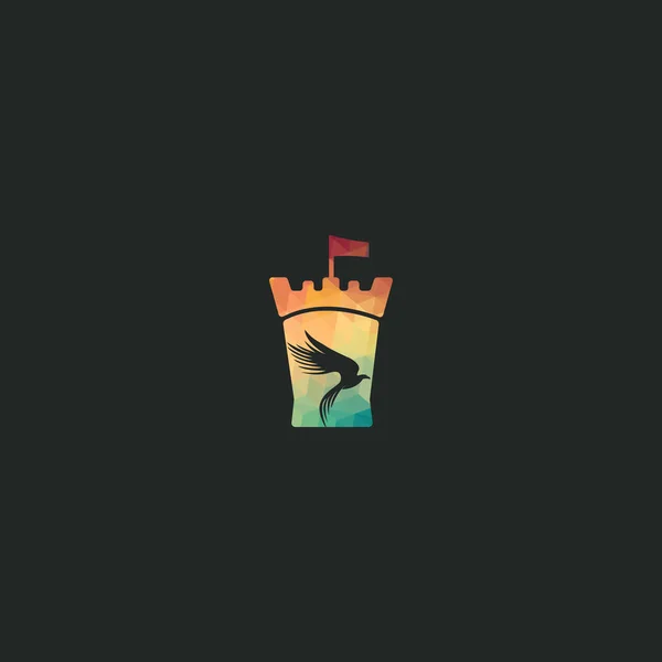Kartal Fort Vektör Logo Tasarımı Yaratıcı Şahin Kale Simgesi Vektör — Stok Vektör