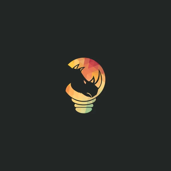 Nashorn Und Glühbirne Logo Design Kreative Nashorn Logo Design Vorlage — Stockvektor