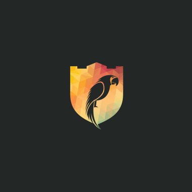 Papağan vektör logo tasarımı. Renkli papağan. Kuş logo tasarımı.