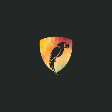 Papağan vektör logo tasarımı. Renkli papağan. Kuş logo tasarımı.