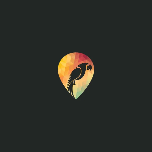 Дизайн Логотипу Вказівника Папуги Карти Дизайн Логотипу Локатора Папуги Піктограма — стоковий вектор