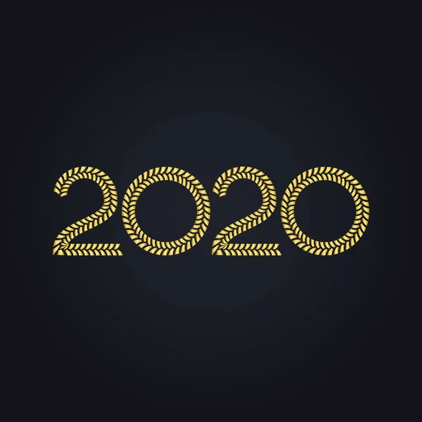 2020 Gouden Nieuwjaar Teken Met Gouden Glitter Zwarte Achtergrond Vector — Stockvector