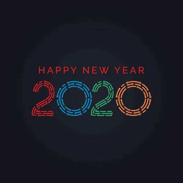 2020 Happy New Year Neon Tekst 2020 Nieuwjaar Ontwerpsjabloon Voor — Stockvector