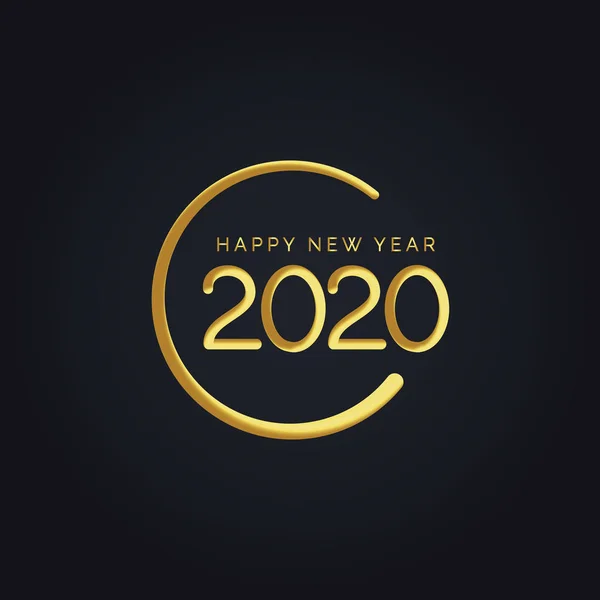 2020 Золотий Новорічний Знак Золотим Блиском Чорному Тлі Векторна Новорічна — стоковий вектор