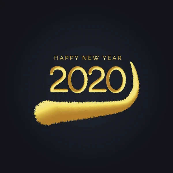 2020 Golden New Year Sign Golden Glitter Black Background Vector Vector Graphics