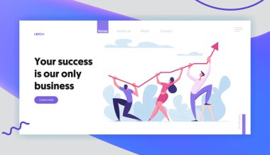 Finansal büyüme, iş başarı kavramı kişi ok Going Up, gösterilen kar tutarak karakterlerle. Ekip çalışması afiş ile ekonomi grafik Web sitesi, Web sayfası için çalışan kadın ve erkek. Düz vektör çizim