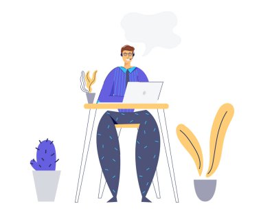 Kulaklık ile Man Karakter Danışmanlığı İstemci ile 7/24 Online Teknik Destek. Online Yardım, Erkek Yardım Hattı Çağrı Merkezi Operatörü. Vektör düz illüstrasyon