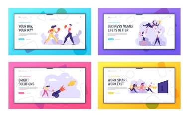 Kilit Açılış Sayfası kilidini açmak için Çalışan Altın Anahtar ile İş Ekibi. Takım Çalışması, İş Çözümü, Rekabet Mücadelesi, Problem Kavramı Web Banner Çözme. Vektör düz illüstrasyon