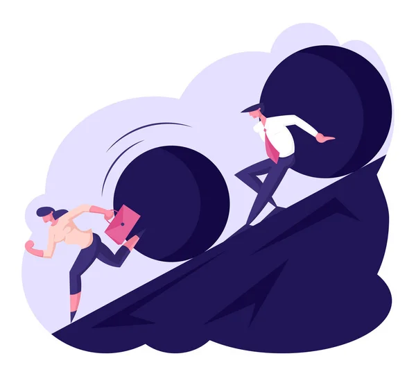 Perempuan bisnis berlari menjauh dari Big Stone Rolling Down dari Hill. Businessman Prop Up Huge Rock by his Back. Mengancam Masalah besar untuk Konsep Pengusaha. Ilustrasi Vektor Flat Kartun — Stok Ilustrasi Perempuan bisnis berlari menjauh dari Big Stone Rolling Down dari Hill. Businessman Prop Up Huge Rock by his Back. Mengancam Masalah besar untuk Konsep Pengusaha. Ilustrasi Vektor Flat Kartun Stok Vektor Bebas Royalti