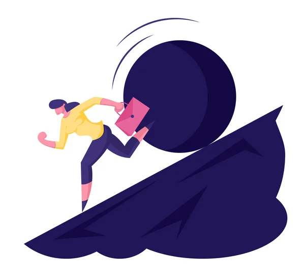 Businesswoman Running Away From Big Stone Rolling Down dari Steep Mountain Trying to Fled Disaster or Financial Crisis in Business (dalam bahasa Inggris). Masalah, Konsep Bankruptcy. Ilustrasi Vektor Flat Kartun — Stok Ilustrasi Businesswoman Running Away From Big Stone Rolling Down dari Steep Mountain Trying to Fled Disaster or Financial Crisis in Business (dalam bahasa Inggris). Masalah, Konsep Bankruptcy. Ilustrasi Vektor Flat Kartun Stok Vektor