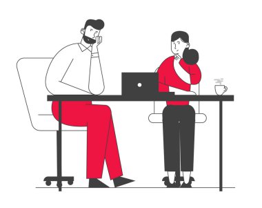 Yaratıcı Meslektaşlar Takımı, Ofiste Beyin Fırtınası Çalışma Süreci. İş Adamları Karakterleri Ekibi Problem Çözmek için Ofis İş Yeri 'nde İletişim kuruyor. Çizgi film Düz Vektör İllüstrasyonu