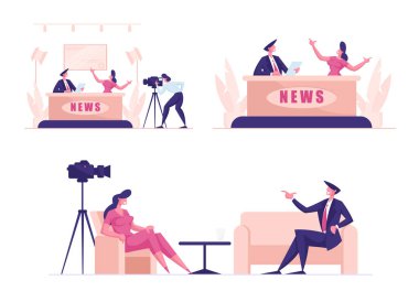 Canlı Haberler Yayın Prodüksiyonunda, Misafir Stüdyoda. Mass Media Television TV Sunucusu Global Business Flaaking News