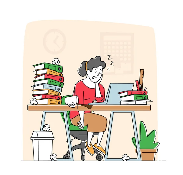 Aşırı Çalışma Yorgunluk Yorgunluk Kavramı Ofis Masasında Düşük Hayat Enerjisi — Stok Vektör