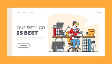 Cep telefonları, cep telefonları Tamir Servisi İniş Şablonu. Erkek Karakter Derleme veya Bozuk Teknikleri Onarma