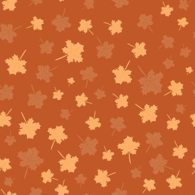 Sonbahar için dikişsiz desen. Kahverengi arka plan üzerinde akçaağaç yaprakları vektör illüstrasyon.