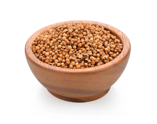 Caraway seeds in wooden bowl on white background. Dried whole fr — Stock Photo, Image