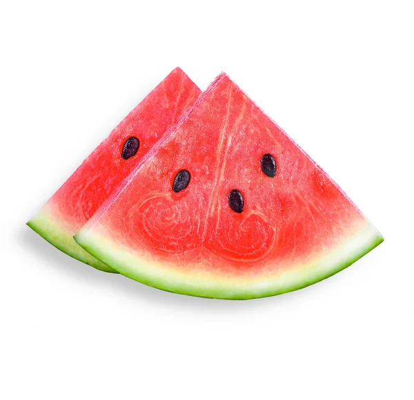 Close-up de alguns pedaços de melancia refrescante em um backg branco — Fotografia de Stock