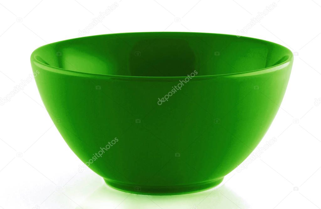 Green empty bowl isolated on white background