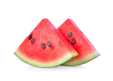 closeup of some pieces of refreshing watermelon on a white backg clipart