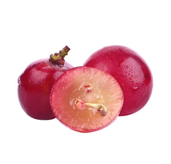 在白色背景上隔离的葡萄片 高维生素C和健康水果 — 图库照片