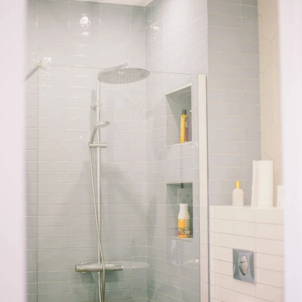 Gri tonlarda banyo veya duş odasıiç tasarımı