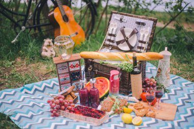 Doğada yakın tasarım yaz piknik. Ekose üzerinde bir baske olduğunu