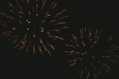 Siyah bir arka plan üzerinde yakın çekim altın şenlikli havai fişek. Soyut 