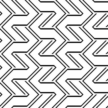 Kusursuz monokrom zigzag deseni tasarla. Soyut çizgili arka plan. Vektör sanatı