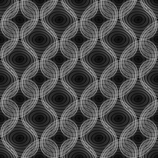 Design Nahtloses Monochromes Ellipsenmuster Abstrakte Linien Strukturierten Hintergrund Vektorkunst Kein — Stockvektor