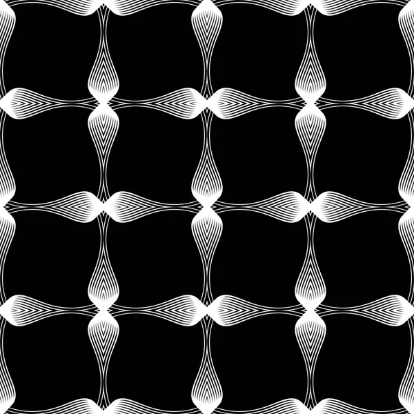 デザイン シームレスな白黒格子パターン 抽象的な線はテクスチャ背景です ベクター アートです グラデーションなし — ストックベクタ